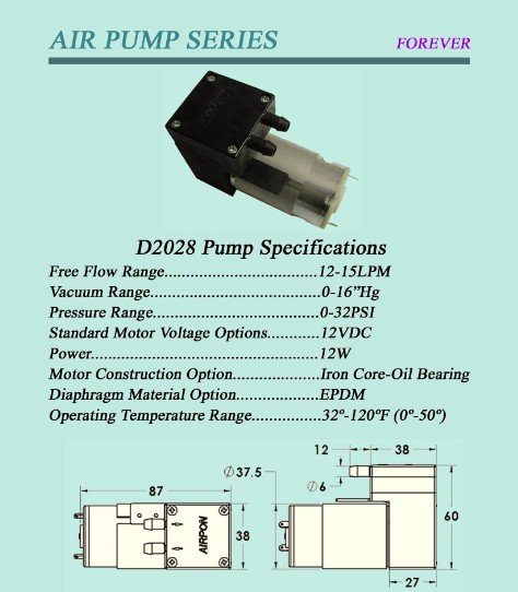 spec-sheet Αντλία κενού 12V από τη Διερευνητική Μάθηση - why.gr