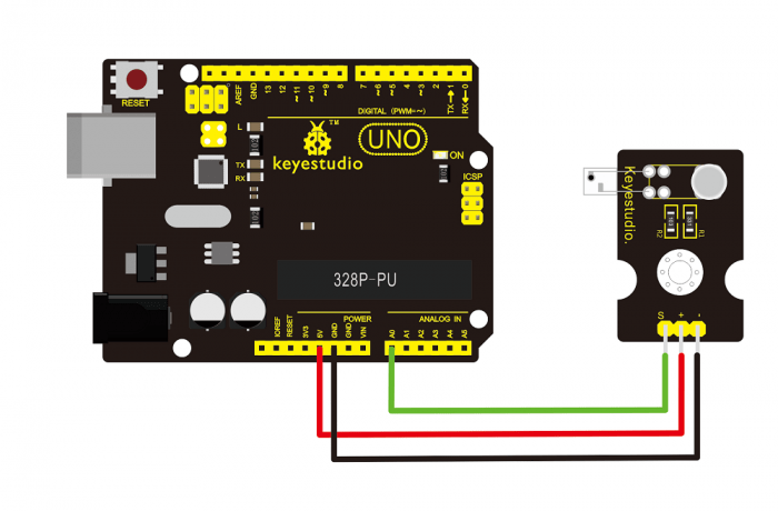 KEYESTUDIO Pulse Rate Monitor Connection Diagramm KEYESTUDIO Pulse Rate Monitor για Arduino - Διερευνητική Μάθηση