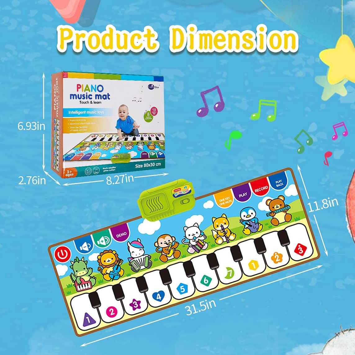 Piano music mat animals - why.gr