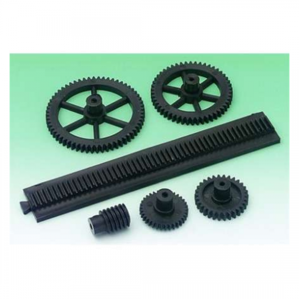 interlocking section 100 mm 4" - black nylon 66 Gear rack for 2 mm bore gears 