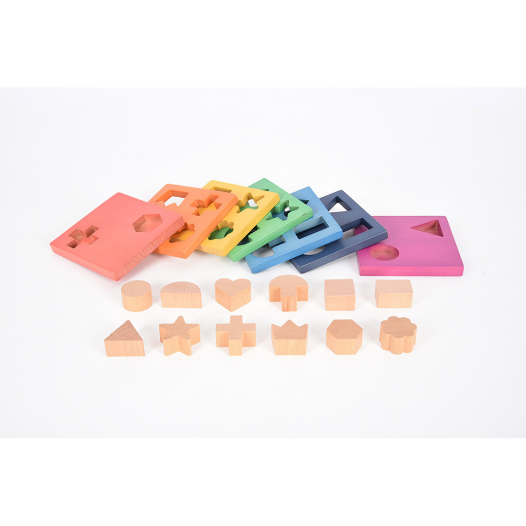 Rainbow Wooden Shape Stacker - why.gr