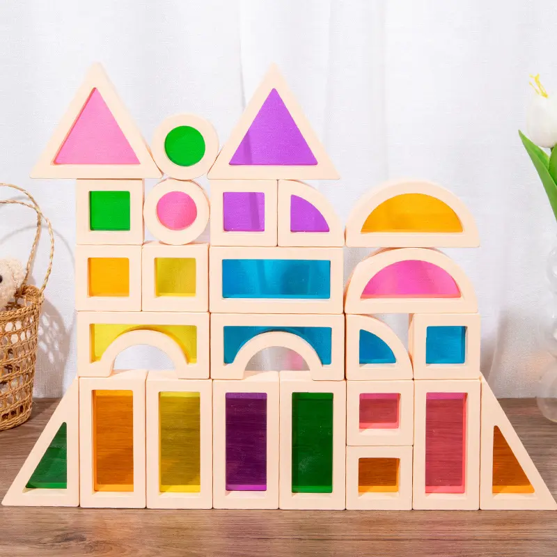 Colorfull Geometry Wooden Blocks 25pcs | why.gr