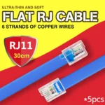 5pcs Blue RJ11 Connection Cable 30cm Easy-plug with Crystal Port - Image 5