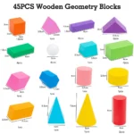 Wooden Geometric Solids 45 pieces - Image 2