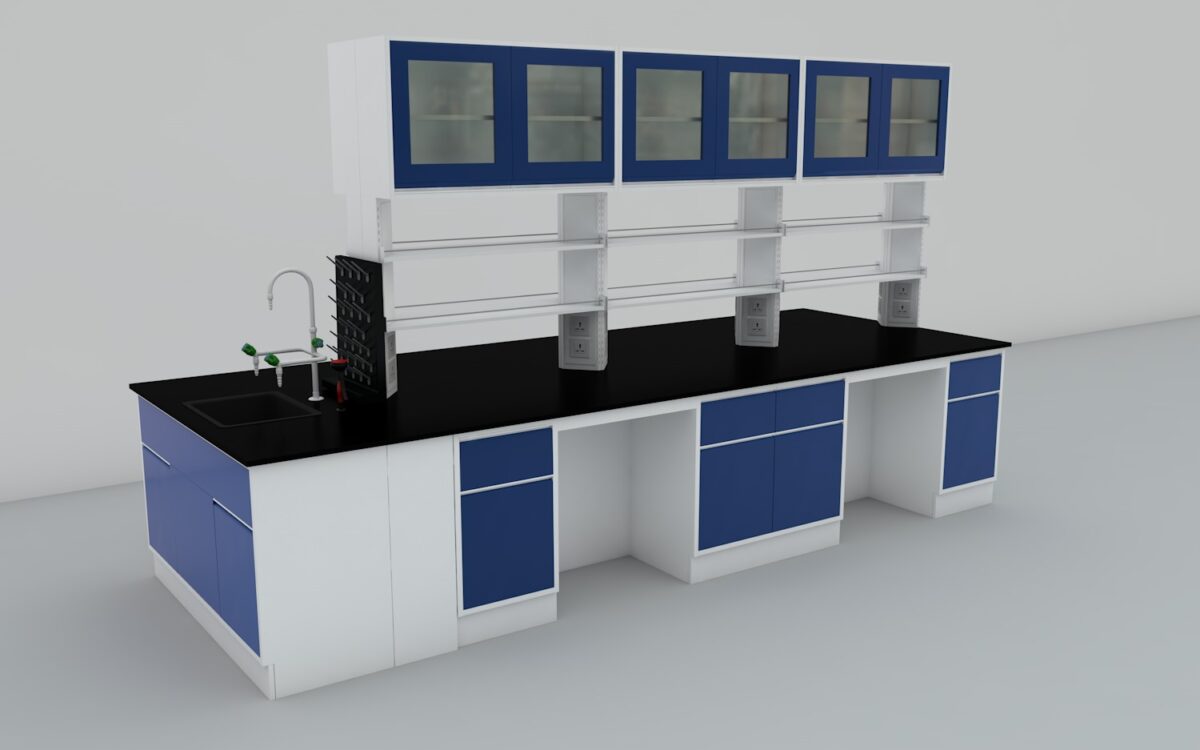 Laboratory Floor-Mounted Bench (Steel Island Bench-Floor mounted) - Image 2